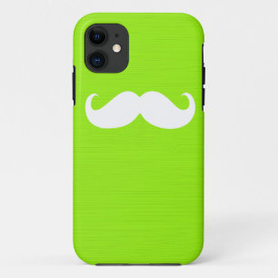 Funny White Mustache over gele groene achtergrond Case-Mate iPhone Case