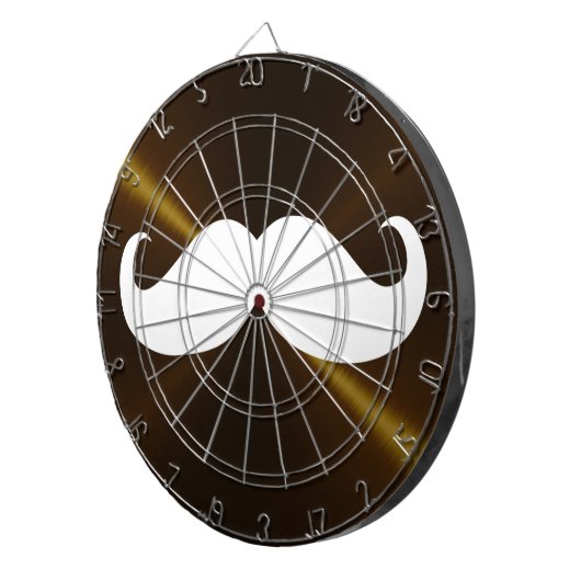 Funny White Mustache over Metal Background Dartbord (Voorkant Rechts)