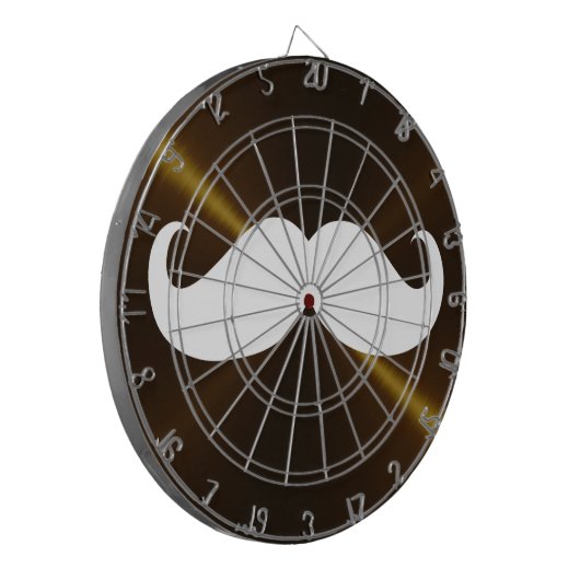 Funny White Mustache over Metal Background Dartbord (Voorkant Links)