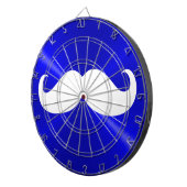 Funny White Mustache over Metal Blue Background Dartbord (Voorkant Rechts)