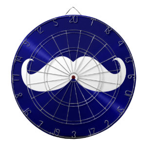 Funny White Mustache over Metal Blue Background Dartbord