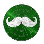 Funny White Mustache over Metal Green Background Dartbord (Voorkant)