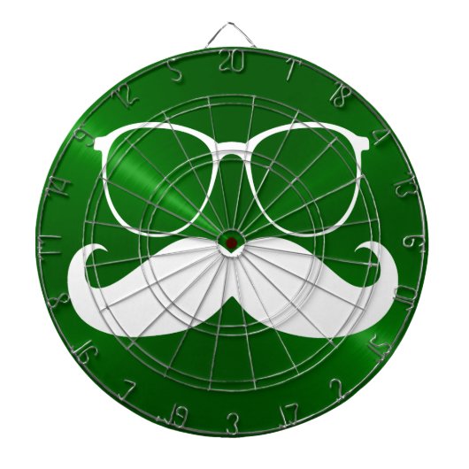 Funny White Mustache over Metal Green Background Dartbord (Voorkant)