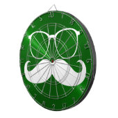 Funny White Mustache over Metal Green Background Dartbord (Voorkant Rechts)