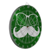 Funny White Mustache over Metal Green Background Dartbord (Voorkant Links)