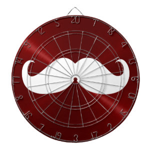 Funny White Mustache over Metal Red Background Dartbord