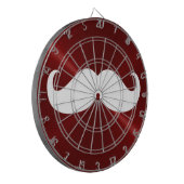 Funny White Mustache over Metal Red Background Dartbord (Voorkant Links)