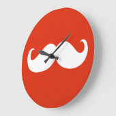 Funny White Mustache over Oranje Red Grote Klok (Hoek)