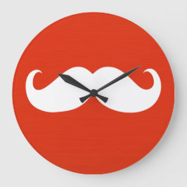 Funny White Mustache over Oranje Red Grote Klok