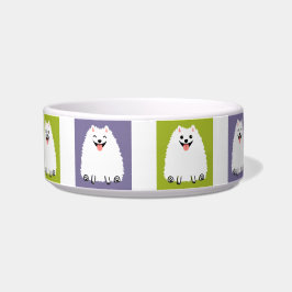 Funny White Pomeranian Cartoon Dog Cute Pommie Voerbakje