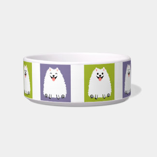 Funny White Pomeranian Cartoon Dog Cute Pommie Voerbakje