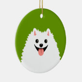 Funny White Pomeranian Cartoon Dog Kerstmis Keramisch Ornament (Rechts)