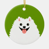 Funny White Pomeranian Cartoon Dog Kerstmis Keramisch Ornament (Voorkant)