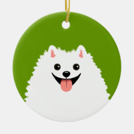 Funny White Pomeranian Cartoon Dog Kerstmis Keramisch Ornament