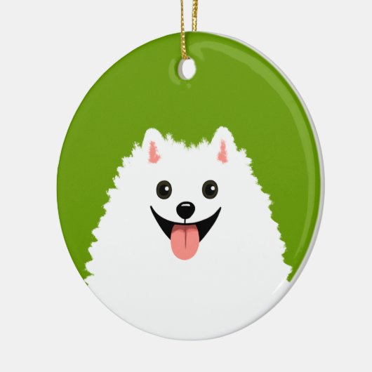 Funny White Pomeranian Cartoon Dog Kerstmis Keramisch Ornament (Links)