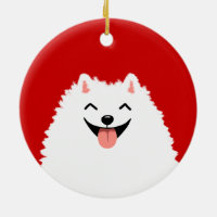 Funny White Pomeranian Cartoon Dog Kerstmis