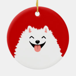 Funny White Pomeranian Cartoon Dog Kerstmis Keramisch Ornament