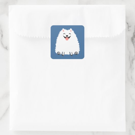 Funny White Pomeranian Vierkante Sticker (Tas)