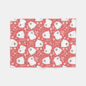 Funny White Pommeren Dog met Hearts Pattern Fleece Deken (Voorkant (Horizontaal))