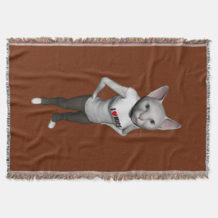Funny White Siamese Cat houdt van muizen Deken