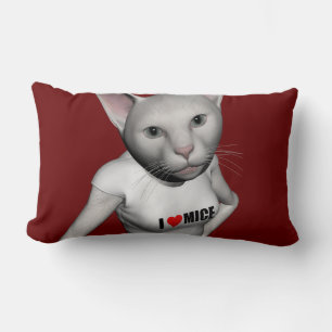 Funny White Siamese Cat houdt van muizen Kussen