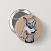 Funny White Siamese Cat houdt van muizen Ronde Button 5,7 Cm (Voorkant /achterkant)