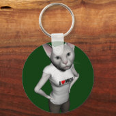 Funny White Siamese Cat houdt van muizen Sleutelhanger (Voorkant)