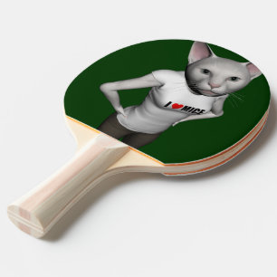 Funny White Siamese Cat houdt van muizen Tafeltennisbatje