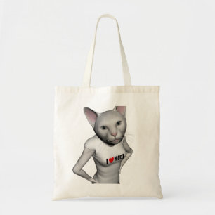 Funny White Siamese Cat houdt van muizen Tote Bag