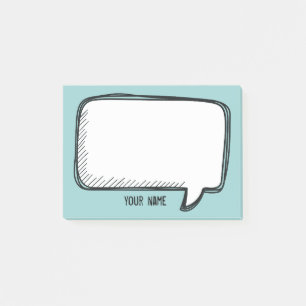 Funny White Talk Bubble aqua Persoonlijke naam Post-it® Notes