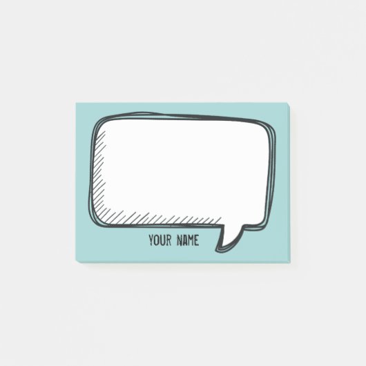 Funny White Talk Bubble aqua Persoonlijke naam Post-it® Notes (Voorkant)