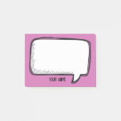 Funny White Talk Bubble Fuchsia Persoonlijke naam Post-it® Notes (Voorkant)