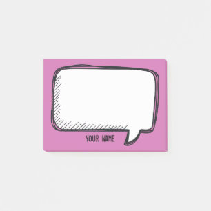 Funny White Talk Bubble Fuchsia Persoonlijke naam Post-it® Notes