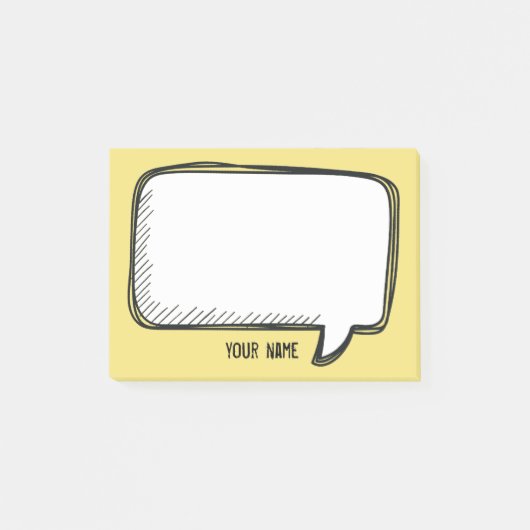 Funny White Talk Bubble yellow Personary Name Post-it® Notes (Voorkant)