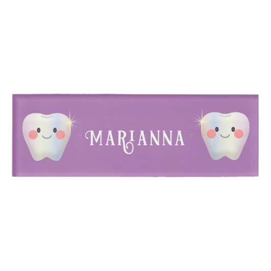 Funny White Teeth Dentistry Naambadge (Voorkant)