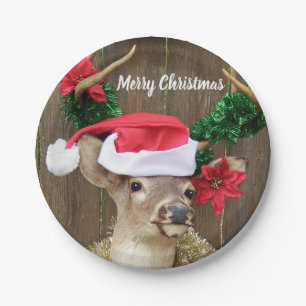 Funny Whitetail Buck Deer Kerstmis Papieren Bordje