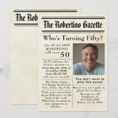 Funny Who's Turning Fifty Newspaper 50ste verjaard Kaart (Voorkant / Achterkant)