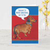 Funny Wiener Dog (Dachshund) wijst ouderdom uit Kaart (Gele Bloem)