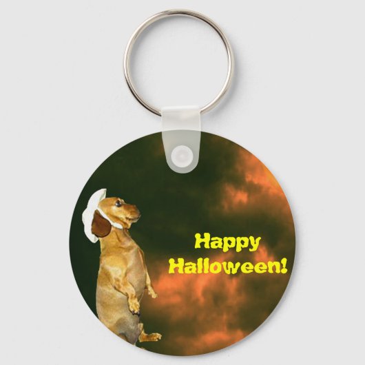 Funny Wiener Dog Happy Halloween Sleutelhanger (Voorkant)