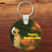 Funny Wiener Dog Happy Halloween Sleutelhanger (Voorkant)