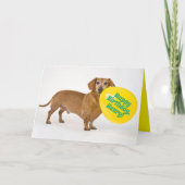 Funny Wiener Dog met aangepaste Birthday ballon Kaart (Voorkant)