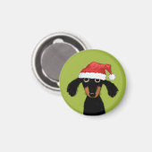 Funny Wiener Dog Santa | Kute kerstdachshund Magneet (Voorkant / Achterkant)