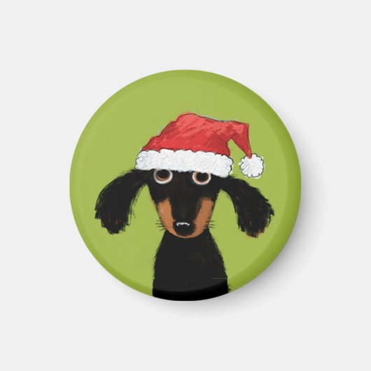 Funny Wiener Dog Santa | Kute kerstdachshund Magneet (Voorkant)