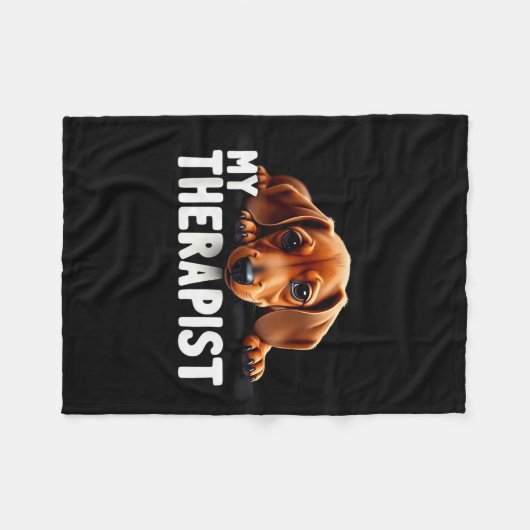 Funny Wiener Puppy My Therast Dachshund Dog  Fleece Deken (Voorkant (Horizontaal))