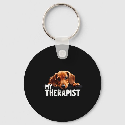 Funny Wiener Puppy My Therast Dachshund Dog  Sleutelhanger (Voorkant)