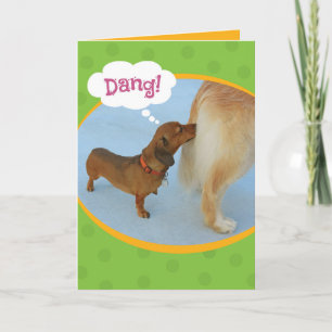 Funny Wiener Sniffing Golden Retiever Birthday Kaart