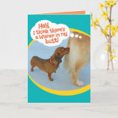 Funny Wiener Sniffing Golden Retiever Kaart (Gele Bloem)