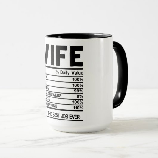 Funny Wife Nutrition Facts Mok (Voorkant rechts)