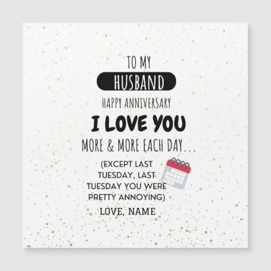 Funny Wife tegen Husband Humor Bericht over Jubile (Voorkant)