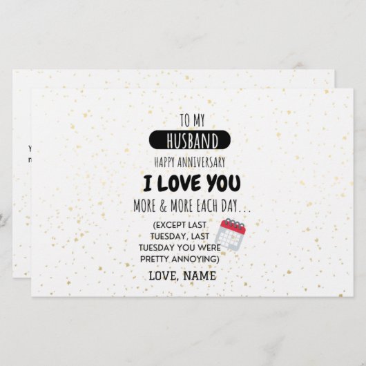 Funny Wife tegen Husband Humor Bericht over Jubile Briefpapier (Voorkant / Achterkant)